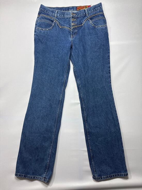 Lawman Denim - Lawman Women's High Rise Slim Fit Straight Western Blue Jeans - Size‎ 15 (34x33)